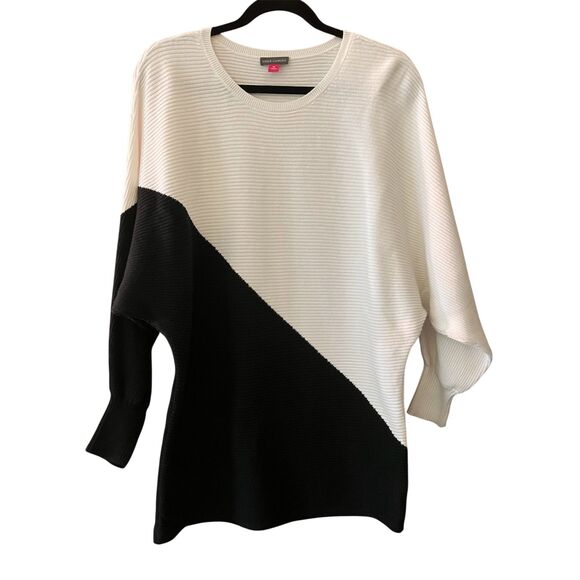 Vince Camuto asymmetrical colorblock long dolman sleeve sweater - Picture 2 of 7